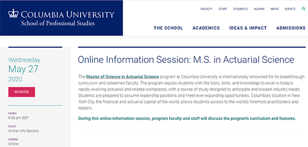 Columbia University Online Information Session